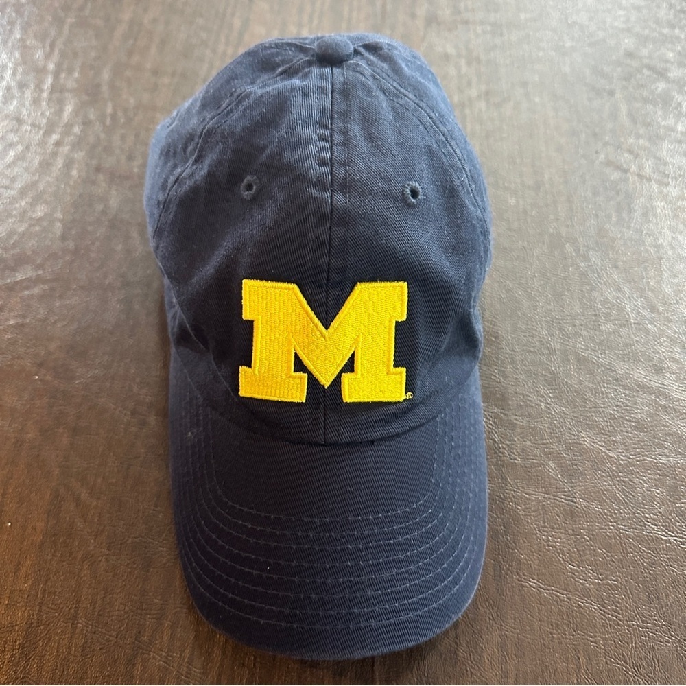 New Era Dark Blue University of Michigan Hat with Bright Yellow Emblem
